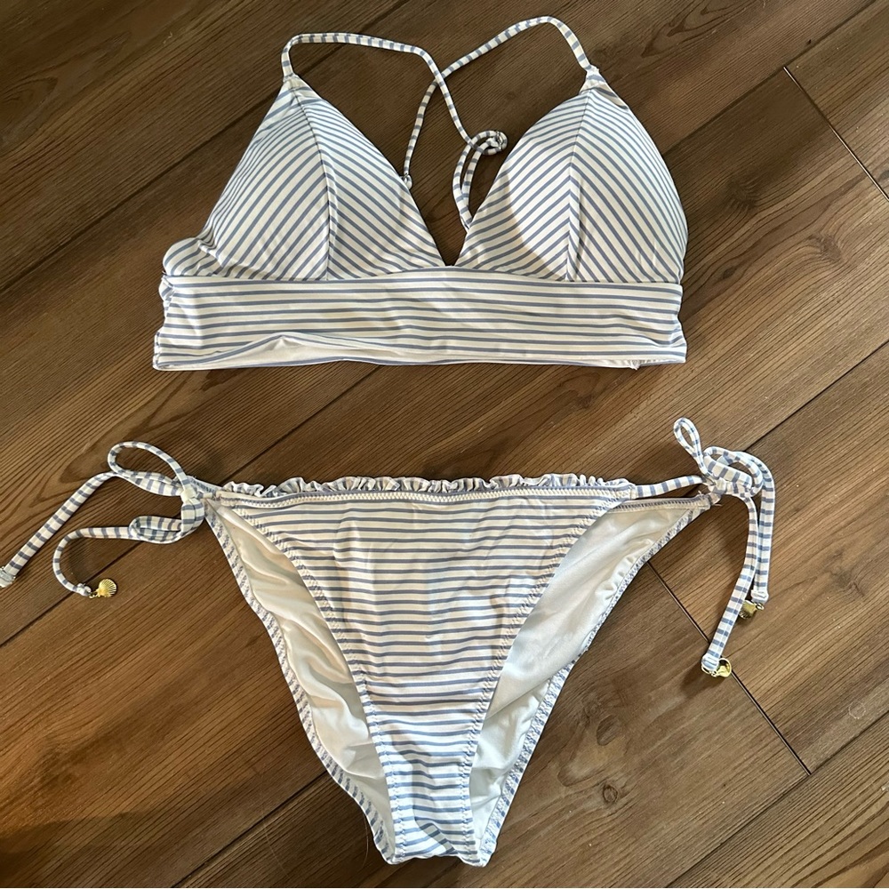 H&M Blue & White Striped Bikini